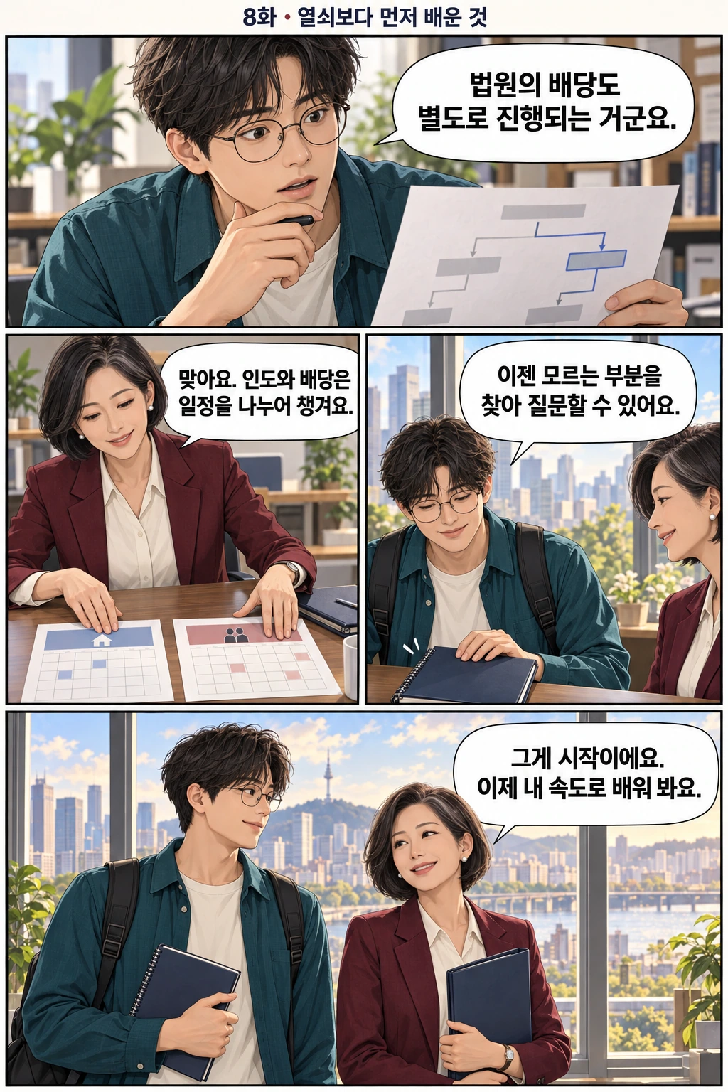 8화 열쇠보다 먼저 배운 것, 2쪽. 준호와 경매 선생님의 이야기